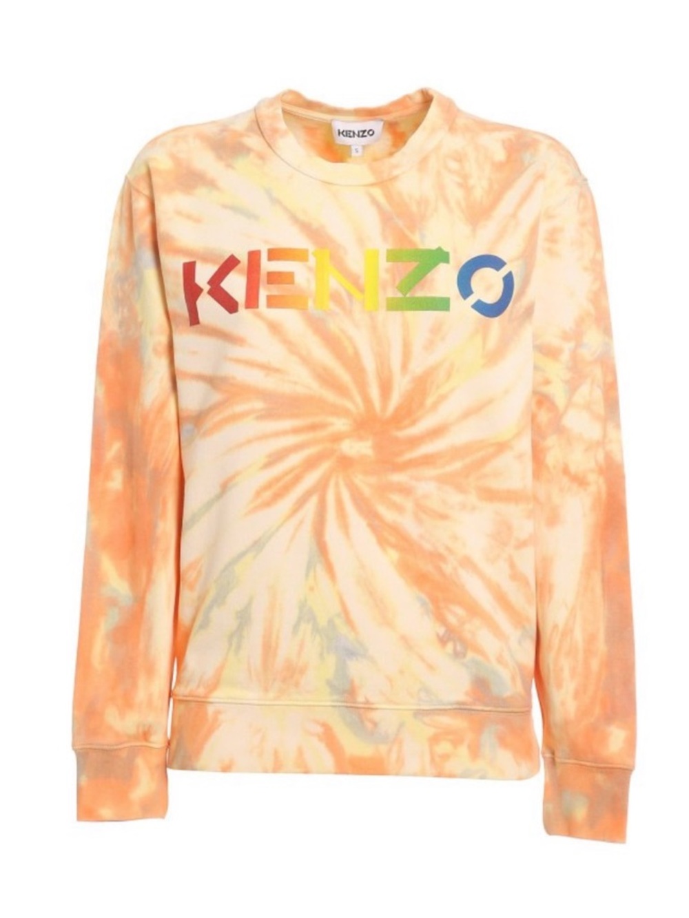 Kenzo Orange Tie-Dye rainbow Logo Sweatshirt Womens medium NEW